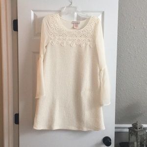 Cream dress with sheer sleeves